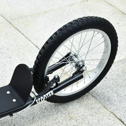 Miniatura 8 de Aosom Patinete para jóvenes, patinete para niños de 5 años en adelante, carga máxima 100 kg, con manillar ajustable, ruedas inflables de 16", frenos