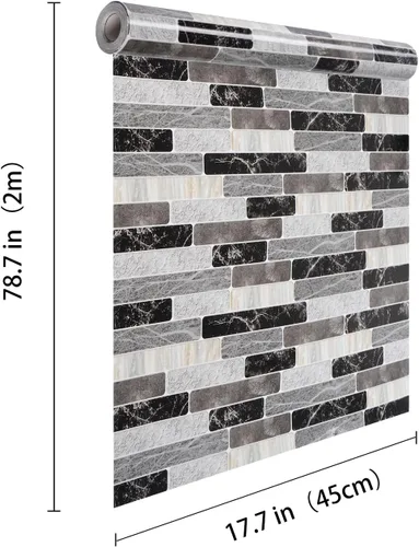 Miniatura 9 de WENMER Papel tapiz para salpicaduras de cocina, papel de pared impermeable para baño, papel tapiz autoadhesivo extraíble para salpicaduras