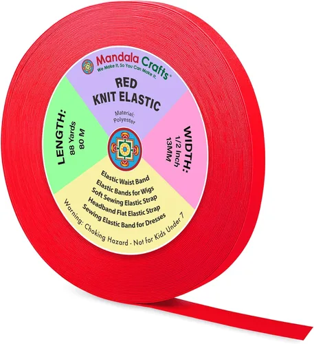Miniatura 71 de Mandala Crafts Carrete de bandas elásticas anchas de 1/2 pulgada color beige para cinturas de pantalones, costura y manualidades DIY, 88 yardas