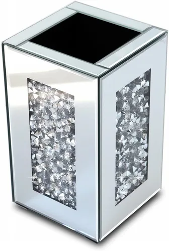 Miniatura 4 de Jarrón Espejado de Diamante Triturado 6x6x10 pulgadas de Cristal Plateado, Jarrón Decorativo Impresionante para Flores, Lujoso para Decoración