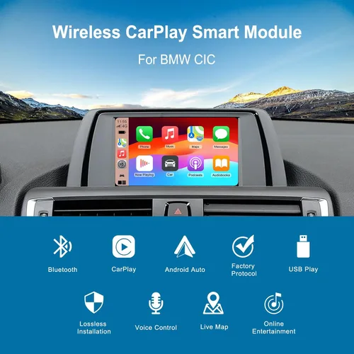 Miniatura 2 de Kit de actualización de adaptador inalámbrico CarPlay para Android Auto Adaptador, compatible con BMW 2008-2013 Año X1 X3 X5 X6 Z4 y 1 3 5 6 7