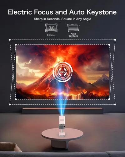 Miniatura 6 de 【Licencia de Netflix e integrado】Proyector inteligente WiFi PANSEBA con soporte telescópico, 4K compatible con 300 pulgadas HD proyector de Blanco