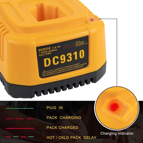 Miniatura 5 de DC9310 Cargador rápido de repuesto para cargador de batería Dewalt 18V DC-9096 DC-9098 DC-9099 DC-9091 DC-9071 DE-9057 DW-9096 DW-9094 DW-9072