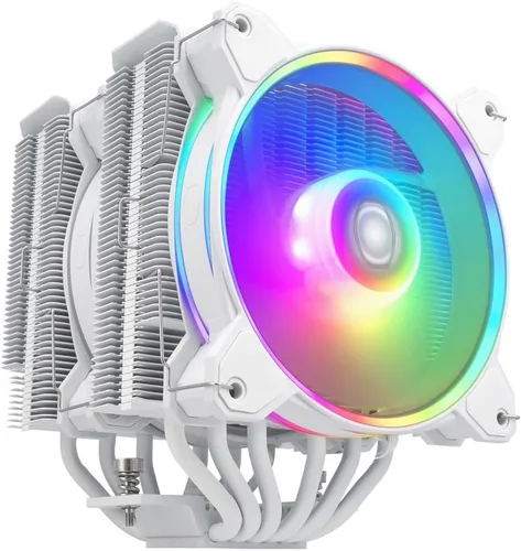 Miniatura 10 de Cooler Master Hyper 622 Halo White Enfriador de aire de CPU de doble torre, ventilador PWM de 120 Halo², ARGB de doble bucle, 6 tubos de calor