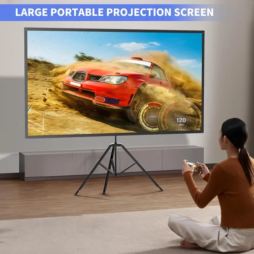 Miniatura 7 de WASJOYE Pantalla Proiector de 80 pulgadas con soporte, pantalla de proiector portátil HD 16:9 4K, pantalla de proyector interior de 1.2 ganancia