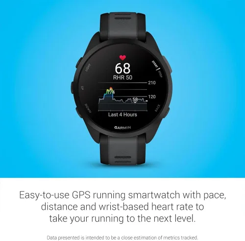 Miniatura 5 de Garmin 010-02863-20 Forerunner 165 Reloj Deportivo Inteligente, Negro + Gris Pizarra Modelo de Socio Oficial de EE.UU. Paquete con Protector