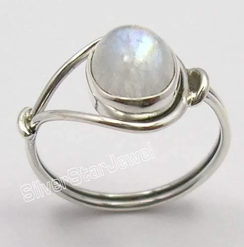 Miniatura 2 de SilverStarJewel Anillo ovalado de plata 925 con piedra lunar y piedra natal de junio para mujer, Año Nuevo, cualquier tamaño 4.5 a 12, Metal Gema