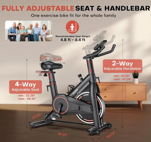 Miniatura 7 de Exercise Bike, Magnetic Resistance Stationary Bikes for Home with App Compatible, Silent Indoor Cycling Bike with 350lbs Weight Capacity Comfortable