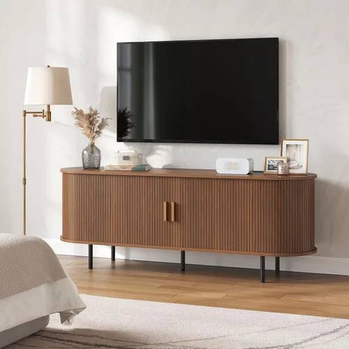 Miniatura 17 de Mueble de TV moderno de mediados de siglo de 55 pulgadas con toma de corriente, centro de entretenimiento para televisores de hasta 60 pulgadas