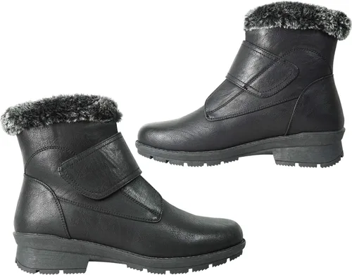 Miniatura 4 de KOZI Canada Ice Brake Women Waterproof Winter Snow Bootie Fur Lined Zipper or Hook-and-Loop Black
