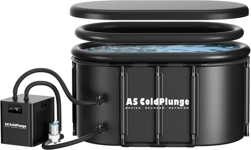 Kit de Enfriador de Baño de Hielo y Tina de Sumersión Fría AS ColdPlunge, Enfriador de Sumersión Fría de 1/3HP con Bomba Externa y Filtro, Tina de