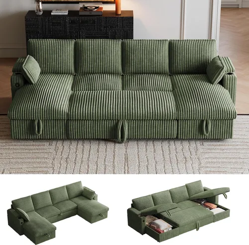 Miniatura 11 de Wrofly Sofá cama convertible 3 en 1, sofá cama extraíble para sala de estar con bolsillos laterales y almohadas extraíbles, respaldo ajustable, sofá