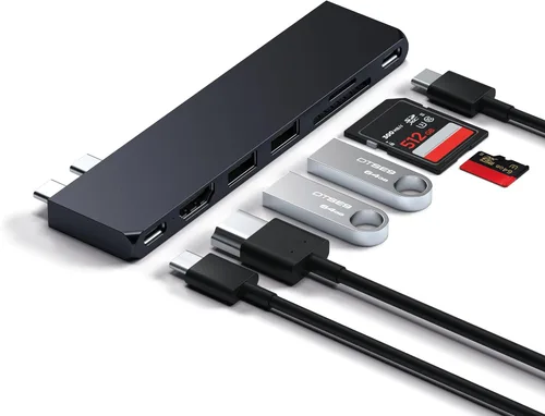 Miniatura 2 de Satechi Adaptador multipuerto USB C 7 en 1 Pro Slim, USB C Dongle, carga de 100 W, HDMI 4K, USB 4, USB 3.2 Gen 2, lector de tarjetas SD/Micro