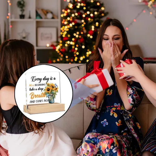 Miniatura 6 de Regalos inspiradores para mujeres y hombres, girasol, decoración del hogar, citas positivas, escritorio de oficina, letreros decorativos, placas