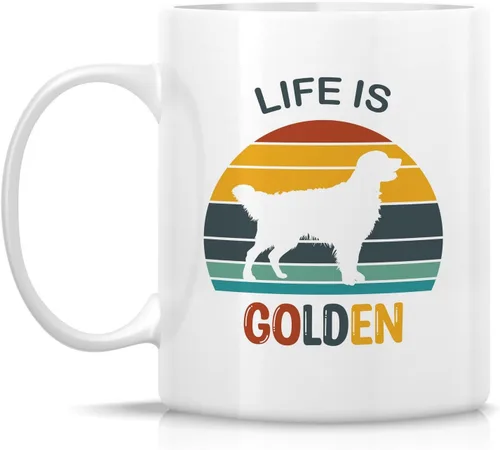 Miniatura 2 de Retreez - Taza divertida con texto en inglés "Cute Golden Retriever Life is Golden Dog Lover Dog Mom Dad", 325 ml, taza de café de cerámica, regalo