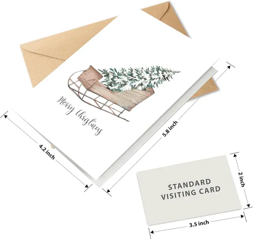 Miniatura 3 de easykart labels Surtido de 24 tarjetas de Navidad con sobres y calcomanías de sellado, 6 diseños de temática bohemia navideña, 5.75 x 4.25 pulgadas