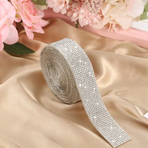 Miniatura 4 de Zonon - Tiras adhesivas con diamantes de imitación para manualidades y decoración de Navidad, automóvil y celular, rollo, cinta con joyas, 2 mm
