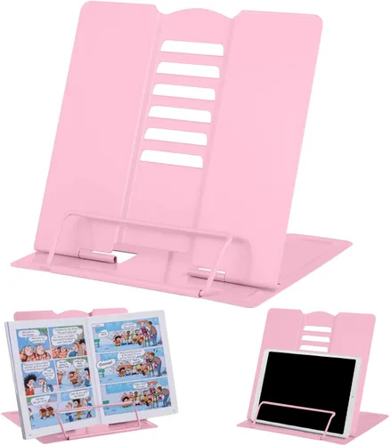 Miniatura 34 de MSDADA - Soporte de libros de escritorio, soporte de libros de lectura, de metal, ajustable, para libros de cocina, documentos, portátil