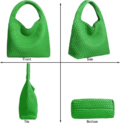 Miniatura 7 de Bolso de mano de mujer con asa superior de cuero vegano tejido a mano, bolso de hombro de moda, bolso bandolera con bolsa para todos los estilos