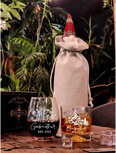 Miniatura 5 de Est 2026 - Juego de regalo de whisky de montaña y copa de vino de 15 onzas, anuncio de embarazo, Día de la Madre y del Padre, regalos de San