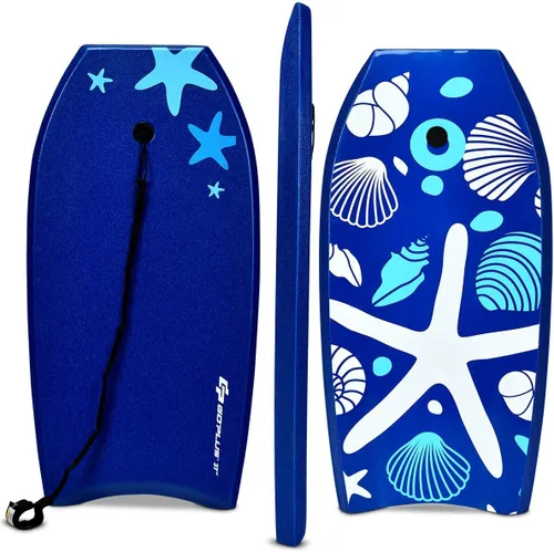 Miniatura 16 de Goplus Tabla de cuerpo ligera de 41/37/33 pulgadas para playa, tabla de surf con núcleo EPS, cubierta XPE, parte inferior lisa de HDPE, correa