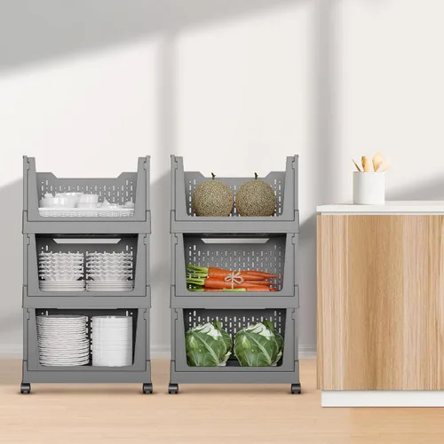 Miniatura 7 de Contenedores de almacenamiento apilables, organizadores de armario plegables y cajas de almacenamiento, estantes de plástico, contenedor organizador