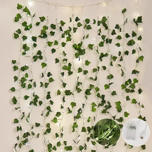 Miniatura 10 de RECUTMS Enredaderas Falsas para Decoración de Habitación 86 Pies Guirnalda de Hiedra Artificial Plantas Colgantes Follaje Artificial Falso Hojas