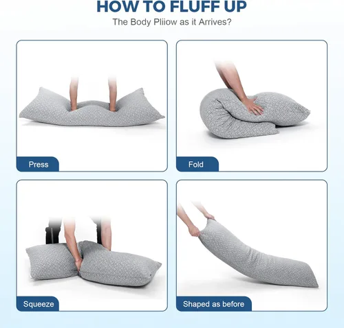 Miniatura 8 de Rainmr Almohada de Espuma Viscoelástica Gruesa para el Cuerpo - Almohada Completa para Dormir de Lado - con Funda de Almohada de Enfriamiento Gris