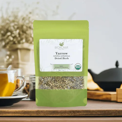 Miniatura 5 de Biokoma Hierba seca orgánica de milenrama, 1.76 oz, 1.76 onzas, seca suelta Achillea Millefolium digestión de la piel, apoyo para la salud