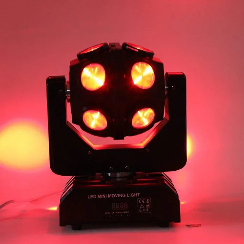 Miniatura 7 de Luz LED de cabeza móvil de 150 W, 4 en 1, RGBW, 12 luces LED de escenario giratorias, DMX512, activadas por sonido, luces de haz de DJ, luz