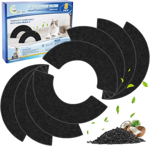 Paquete de 8 filtros de carbono compatibles con Litter-Robot 4, accesorios de repuesto para filtros de caja de arena, carbón activado que elimina el
