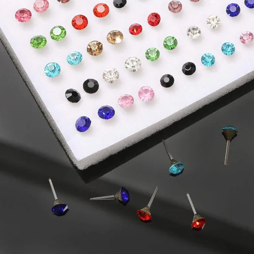 Miniatura 4 de Juego de 100 pareslote de aretes de cristal geométricos de flores de frutas coloridas para mujeres y niñas, aretes de plástico, regalos de joyería