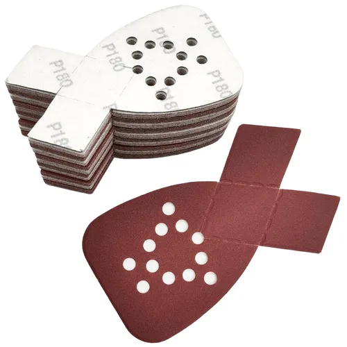 Miniatura 11 de 50 piezas de papel de lija de ratón con 2 puntas adicionales para reemplazo de detalles, almohadillas de lijadora de lijadora, 12 agujeros de gancho
