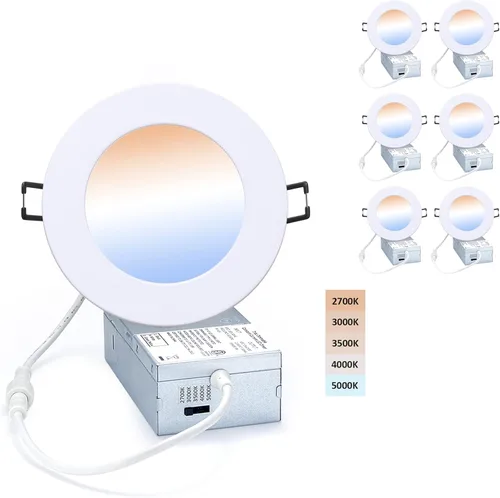Miniatura 12 de POPANU Iluminación LED empotrable prémium de 4 pulgadas, 5 CCT, ajustable, regulable, empotrable, lámpara de techo con caja de conexiones