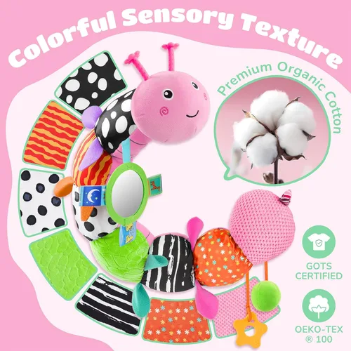 Miniatura 6 de AWOTOY Juguetes para Bebés de 6-12 Meses Oruga Musical Juguetes para Infantes Animales de Peluche 0-3-6 Meses Dentición Tiempo Boca Abajo Juguetes