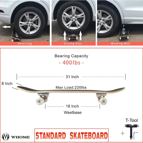 Miniatura 2 de WHOME Pro - Patineta completa para adultos, jóvenes y niños principiantes, de 31 pulgadas, doble patada, cóncava, 8 capas de arce duro alpino