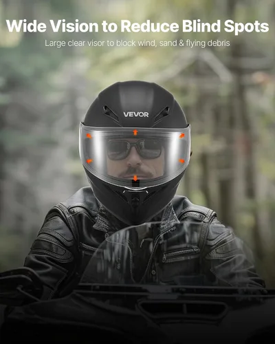 Miniatura 4 de VEVOR Casco de motocicleta aprobado por DOT, casco de motocross para adultos con visera transparente grande, cómodo para carreras de motocicleta