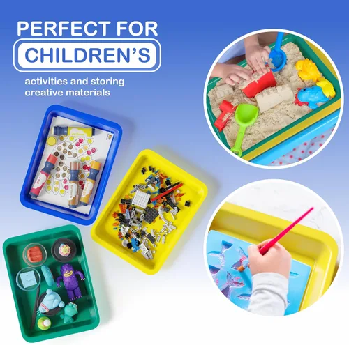 Miniatura 4 de DOODLE HOG Juego de 8 bandejas de arte para niños, ideal para Lego, arena, manualidades, pintura, Montessori, bandeja arcoíris para aula, bandejas
