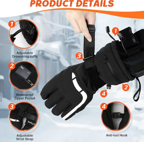 Miniatura 5 de ThxToms Guantes de esquí para hombres y mujeres, guantes de invierno impermeables, guantes cálidos Thinsulate 3M, guantes unisex para pantalla