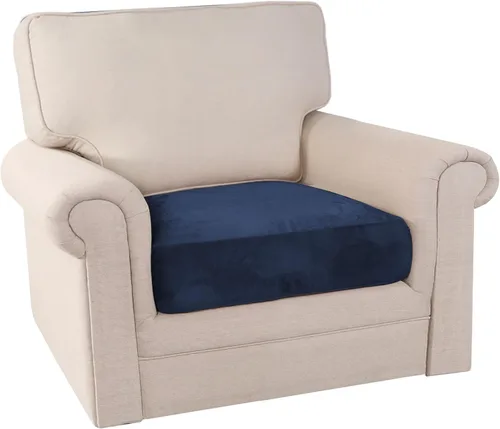 Miniatura 8 de PrinceDeco Funda de cojín de terciopelo elástico para sofá, funda de cojín ajustable suave para sillón o sofá, protector de muebles, cojín de Azul