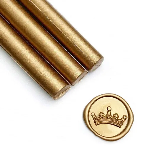 UNIQOOO Mavailable - Varillas de cera para sellar con pistola de pegamento para sello de cera, dorado antiguo metálico, ideal para invitaciones de