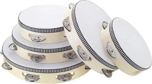 Miniatura 9 de Musfunny - Tambor de mano de 6 pulgadas, de abedul y metal, para percusión, juguete musical educativo, instrumento para KTV, fiesta, juegos de niños