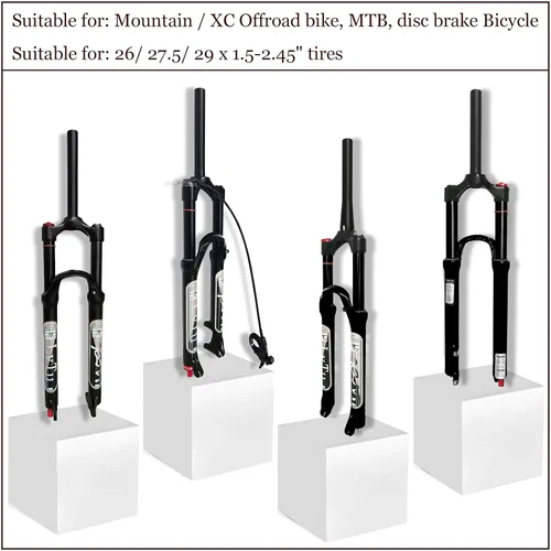 Miniatura 6 de Bicicleta de montaña suspensión neumática horquilla delantera 26 27.5 29 pulgadas 5.512 in rebote de viaje ajuste horquillas QR 0.354 in negro
