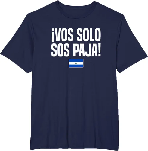 Miniatura 63 de Camiseta Vos Solo Sos Paja Salvadoran Slang Bandera de El Salvador, Negro