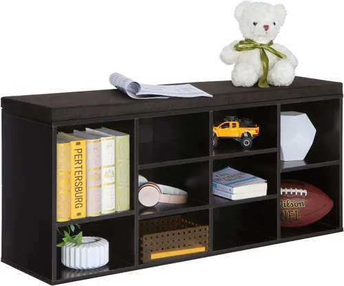 Miniatura 8 de VASAGLE - Colección CUSTOS - Banco para zapatos, banco de almacenamiento con asiento acolchado, banco de entrada con 10 compartimentos