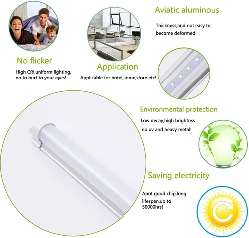 Miniatura 5 de Paquete de 8 lámparas LED T8 de 4 pies para tienda, 24 W, 4 pies, tubo integrado, cubierta lechosa, 6000 K, luz diurna de una sola tira