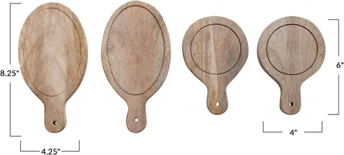 Miniatura 4 de Creative Co-Op Mini tablas de madera para servir con asas, juego de 4, 2 estilos
