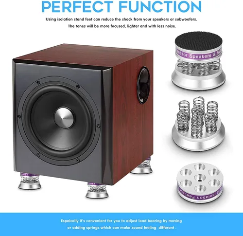 Miniatura 5 de Almohadillas de base de aislamiento de altavoces, protector de piso de resorte, antideslizante antivibración, soporte de altavoz, amortiguador