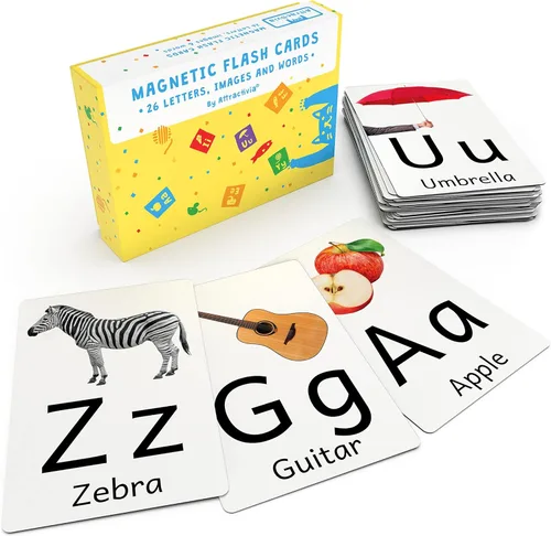 Miniatura 7 de Attractivia Tarjetas Magnéticas de Letras Grandes del Alfabeto ABC - 52 Letras Resistentes Grandes en Mayúscula y Minúscula, Negro - para Maestros