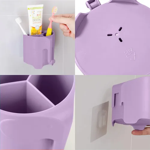 Miniatura 4 de Soporte para cepillos de dientes para niños, lindo soporte para cepillos de dientes de elefante para niños, soporte para pasta de dientes para baño